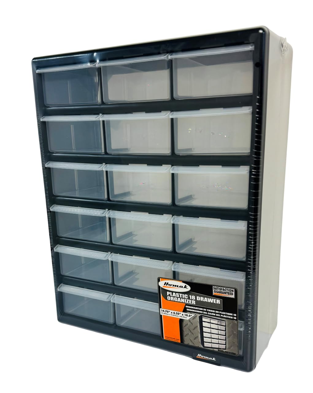Amazon.com: Homak 18-Drawer Parts Organizer, Black, Wall Mountable